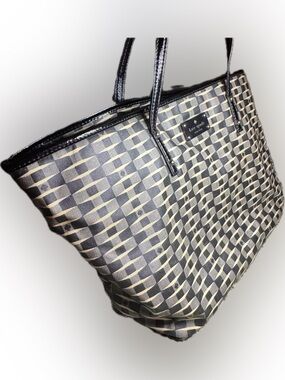 kate spade Black and Cream Checker Geometric Tote
